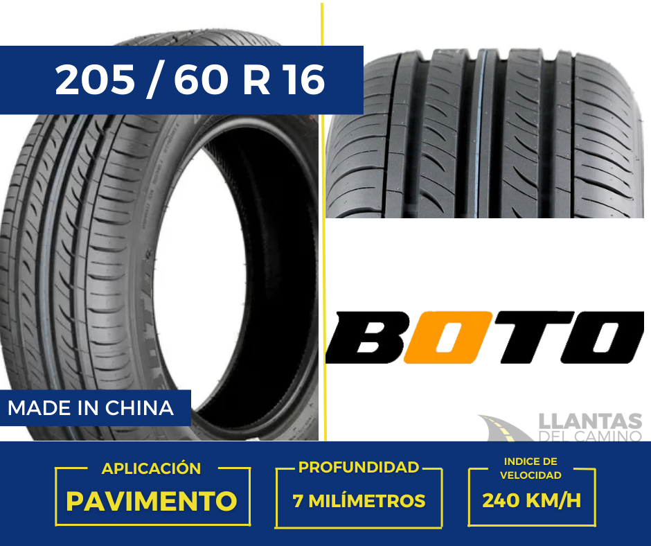 205/60R16 GENESYS 228 BOTO – Confort y Seguridad Óptimos para Uso Urbano
